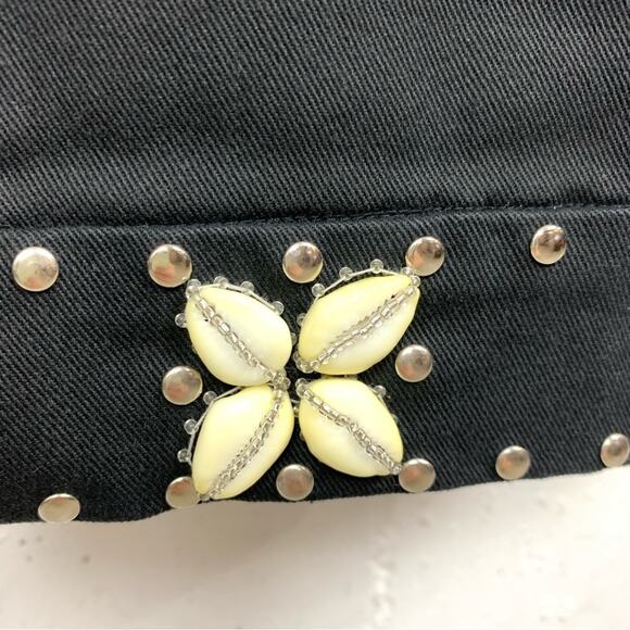 Etcetera Womens Puka Shell Rivet Cuff Cropped Pants Cotton Stretch Black Size 2 - Picture 9 of 10